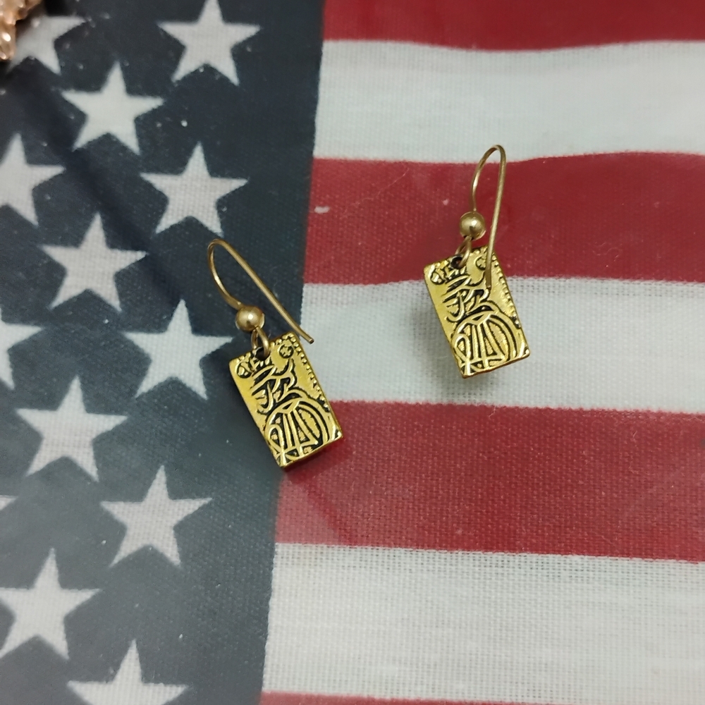 Gold Rectangular Dangle Earrings